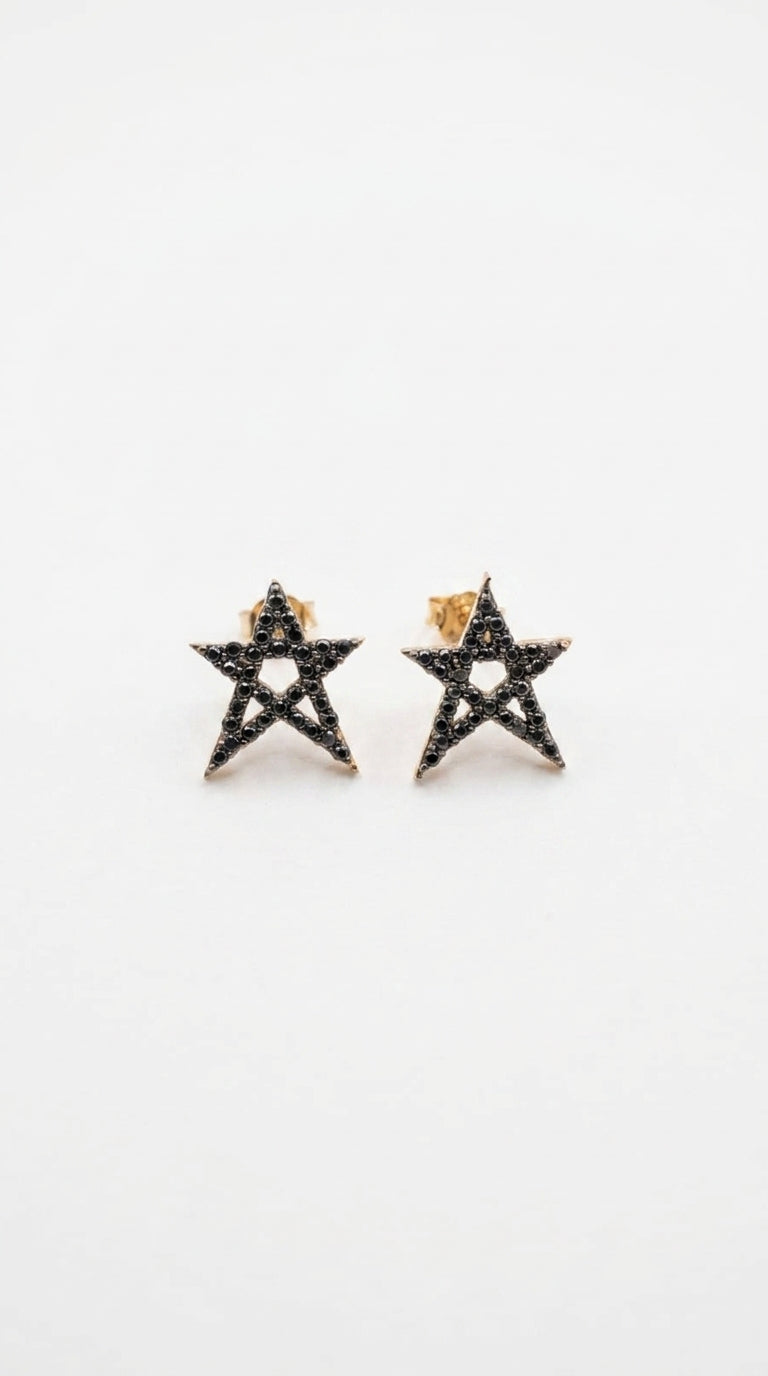 Obsidian Galaxy Star Earrings
