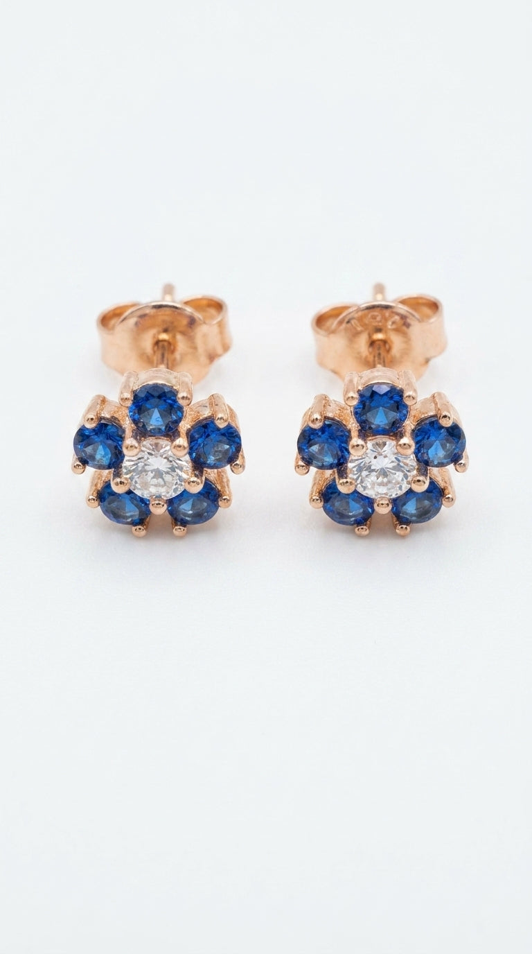 Midnight Blossom Silver Earrings