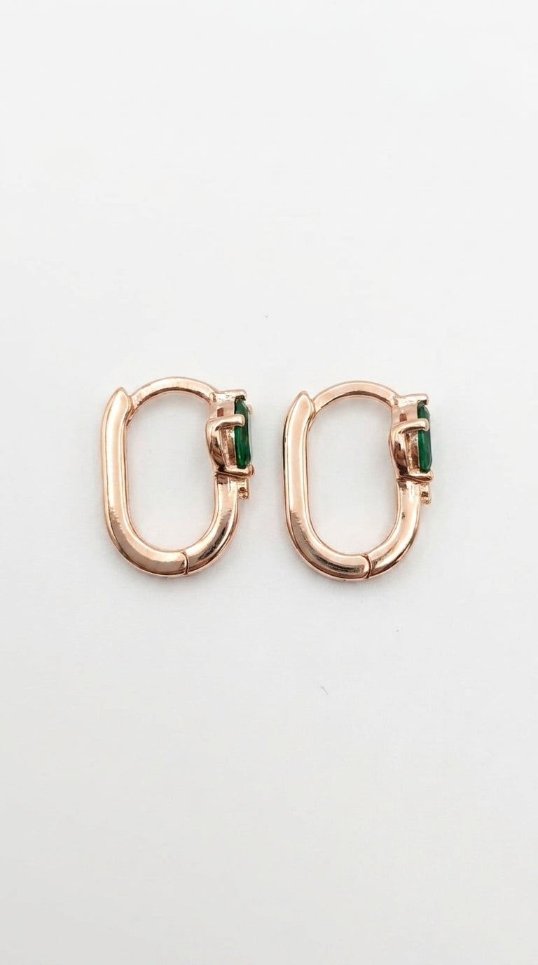 Emerald Lotus Huggie Earrings