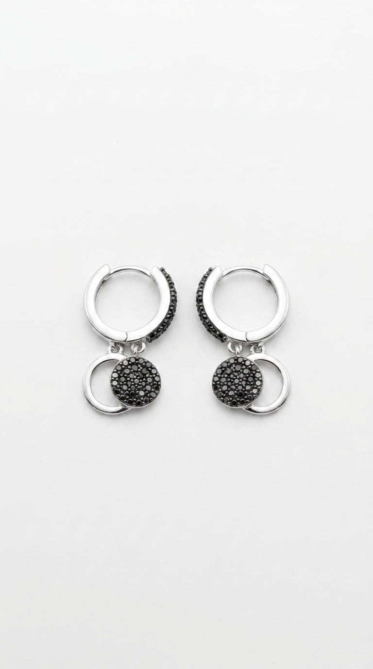 Eclipse Pavé Drop Huggie Earrings