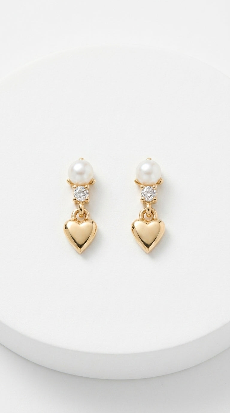 Eternal Pearl & Heart Drop Earrings