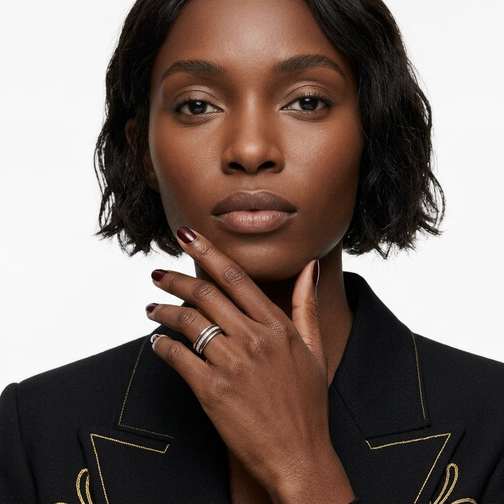 The Layered Pavé Open Ring
