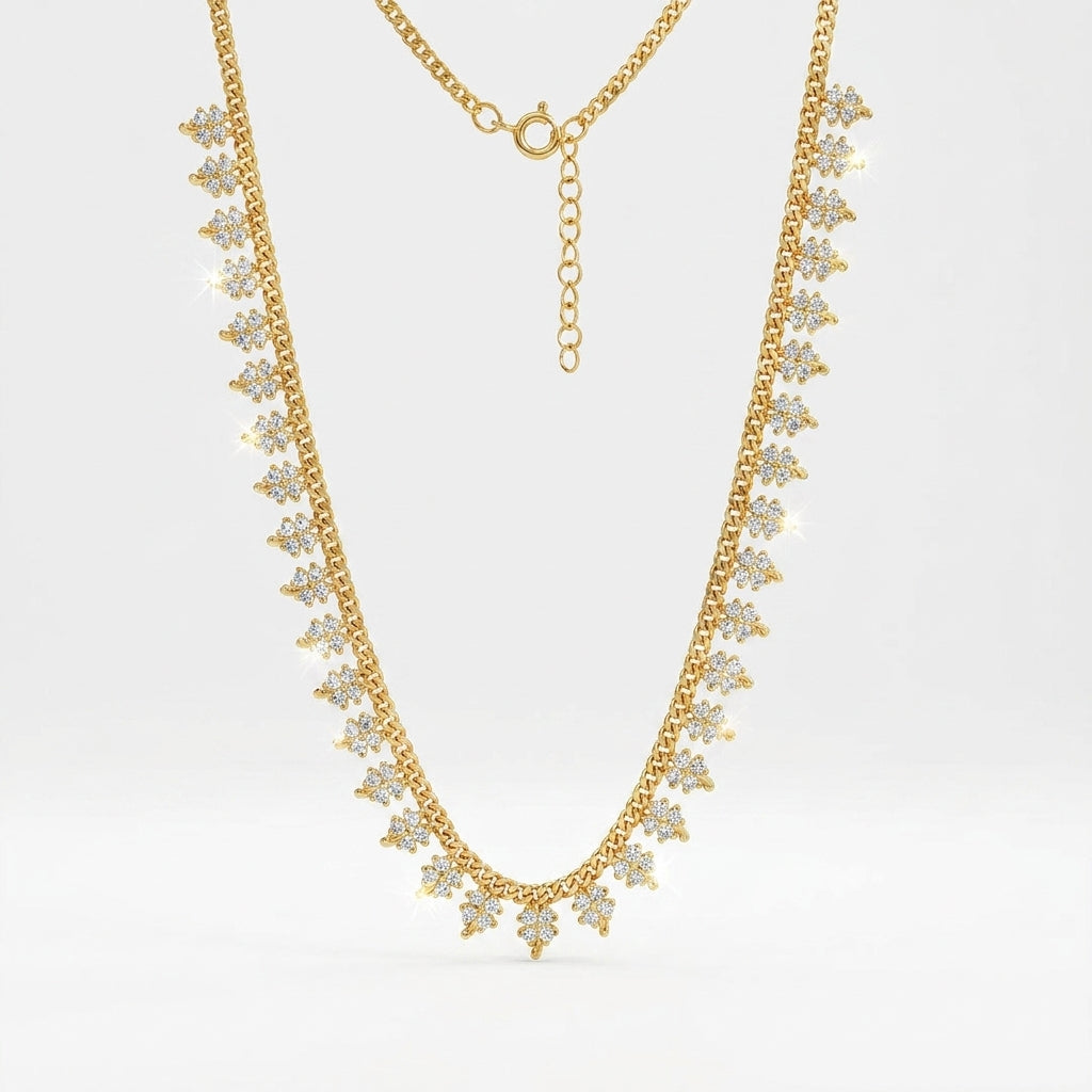 Crystal Clover Fringe Necklace