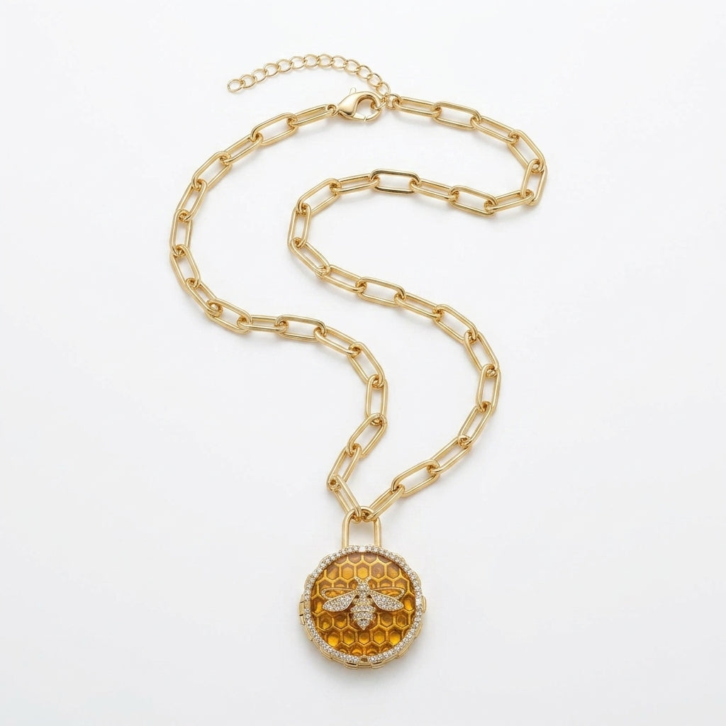 The Amber Hive Padlock Necklace