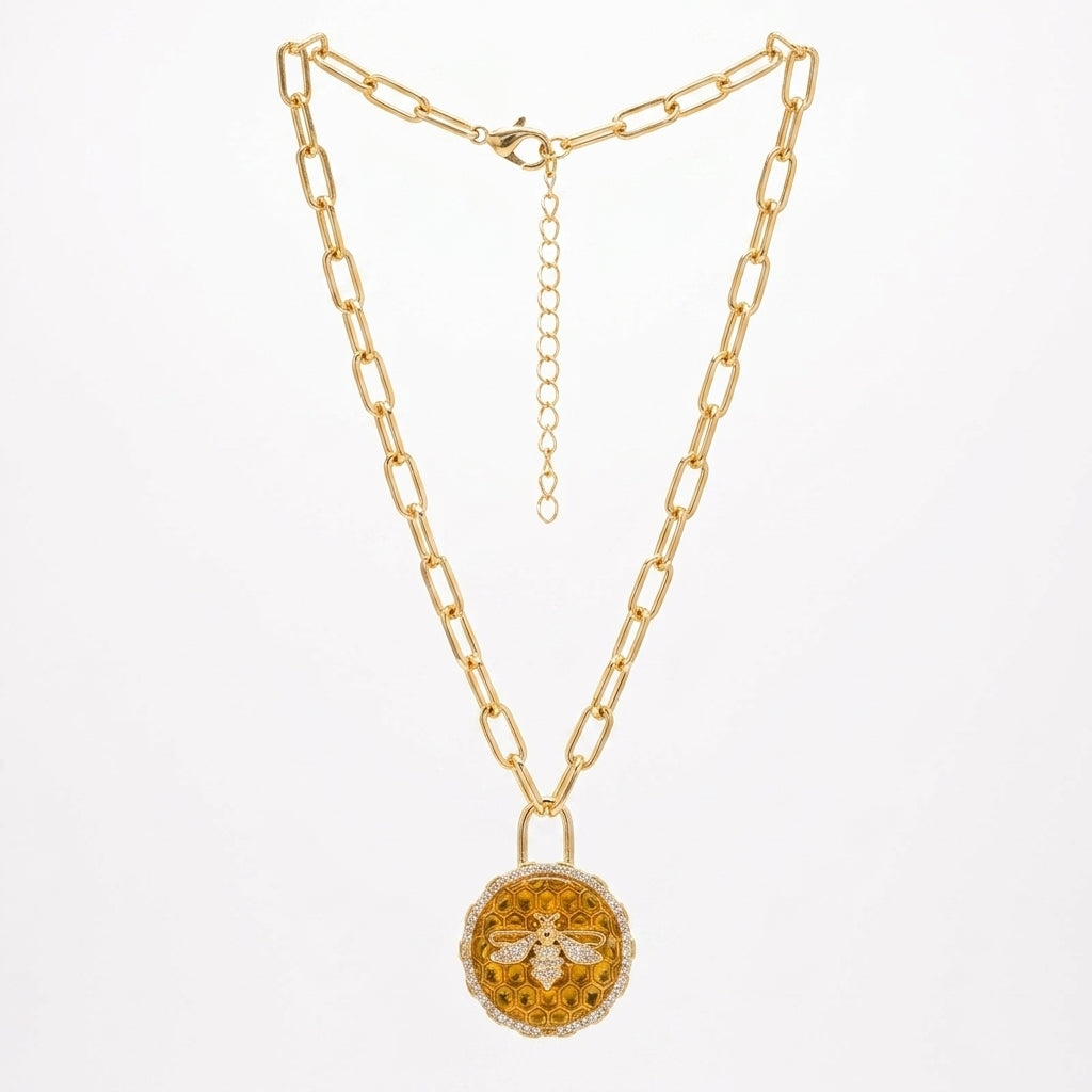 The Amber Hive Padlock Necklace