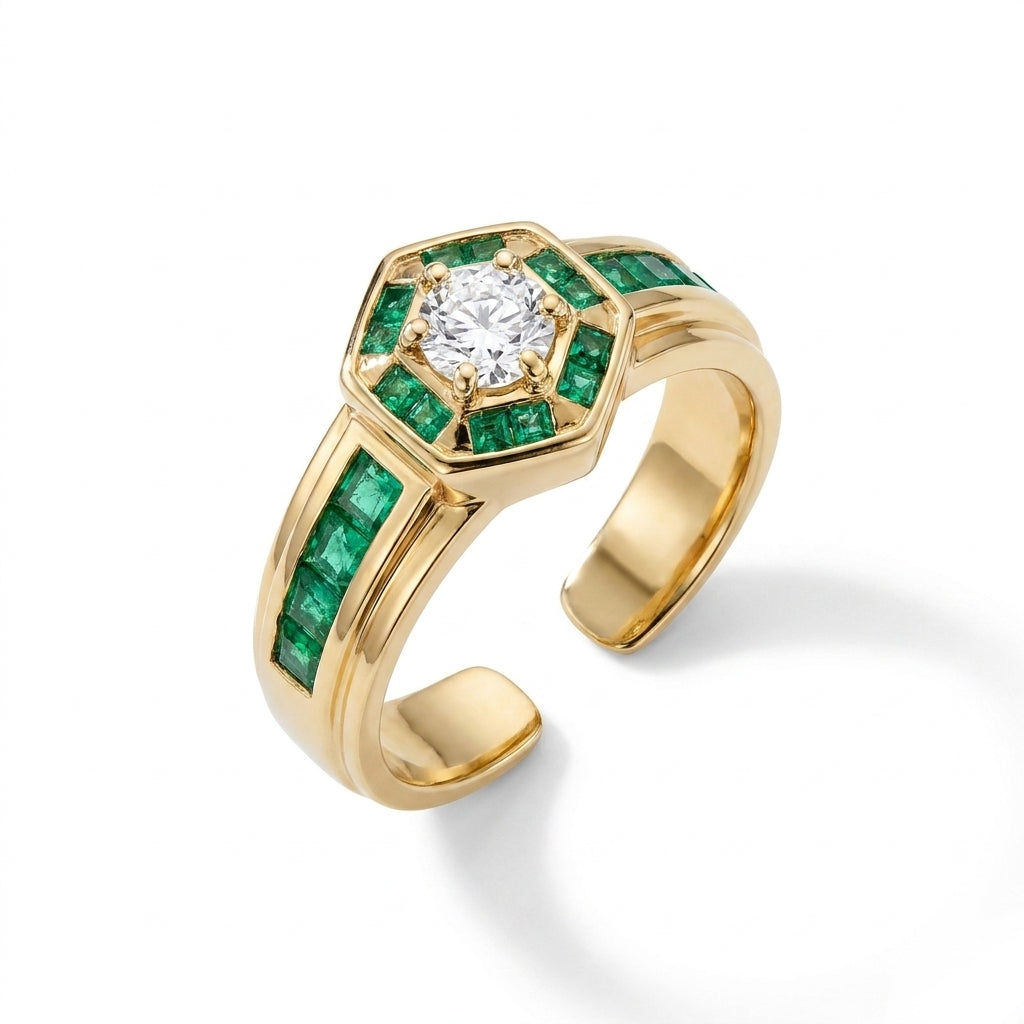 The Art Deco Emerald Hexagon Ring