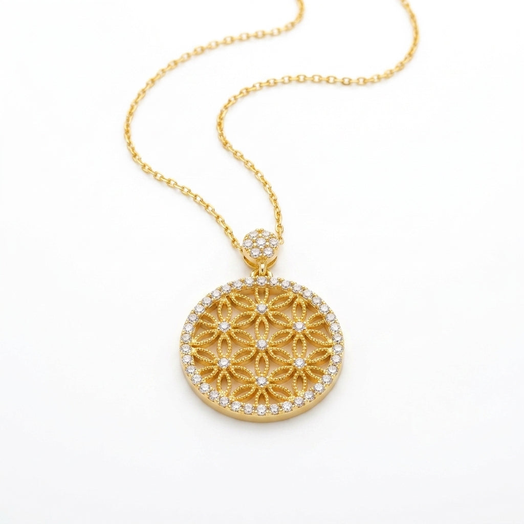 Celeste Floral Medallion Necklace