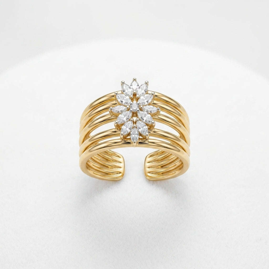 The Floral Starburst Multi-Band Ring