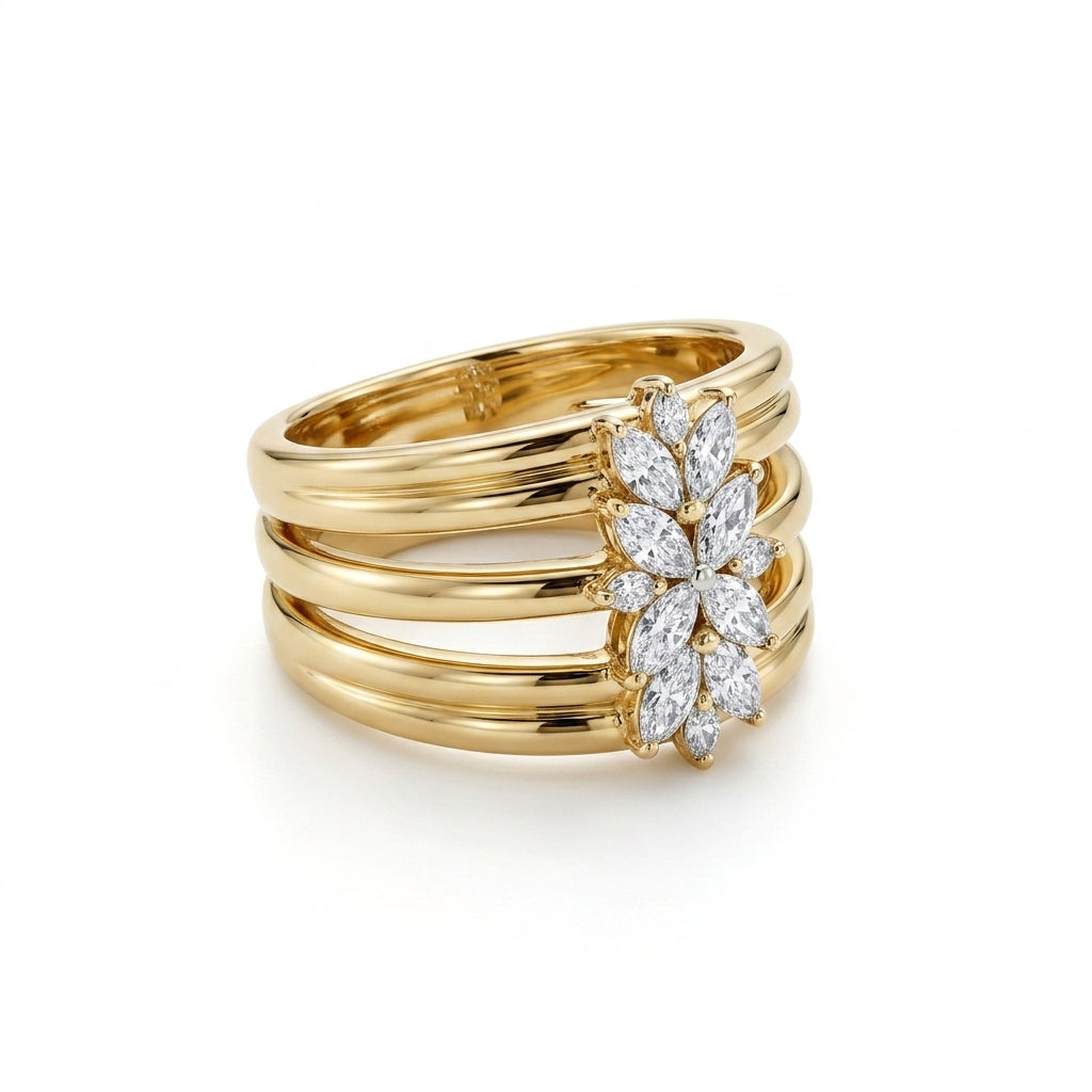 The Floral Starburst Multi-Band Ring