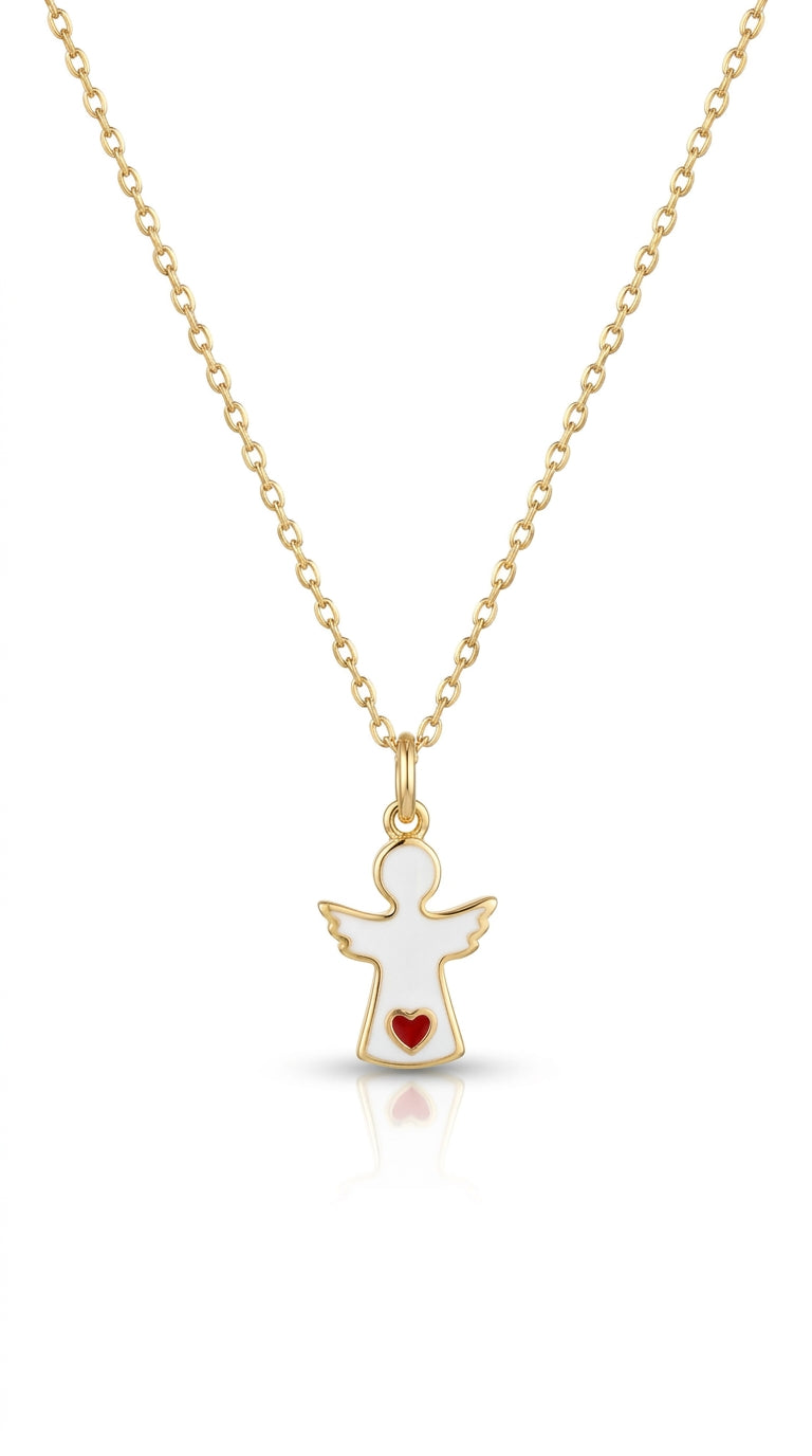 Sweet Guardian Angel Heart Necklace