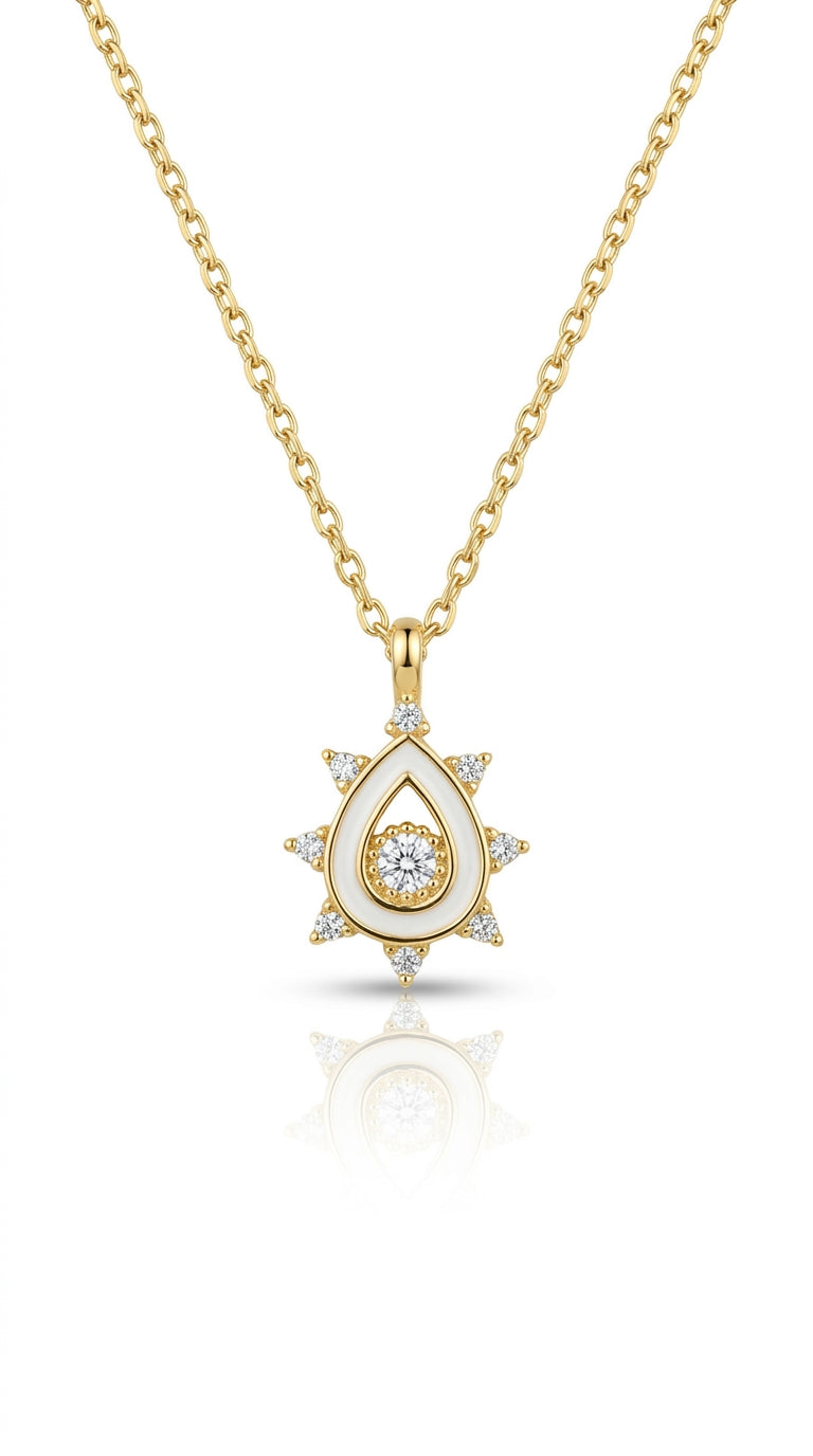 Radiant Solar Drop Silver Necklace