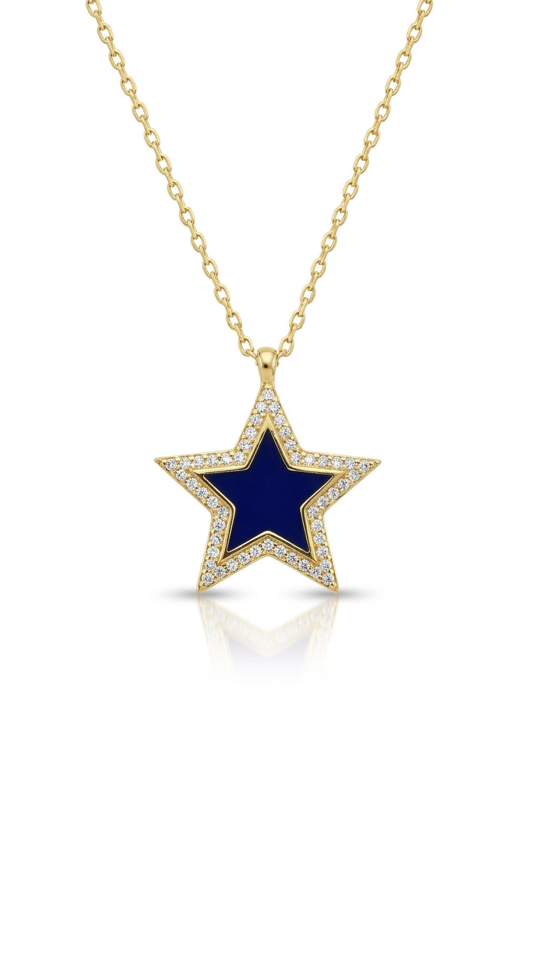 Radiant Galaxy Blue Star Necklace