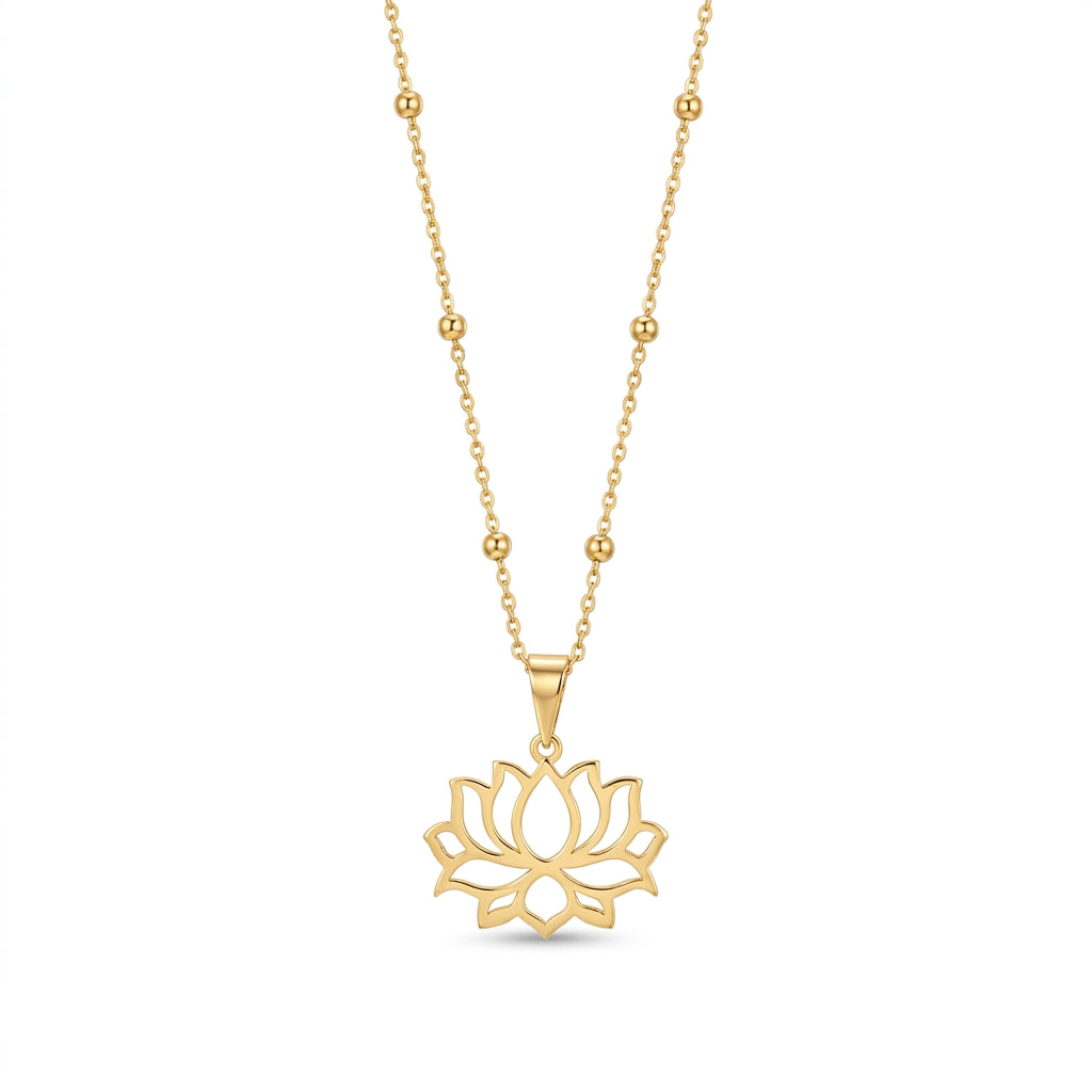 Golden Lotus Pendant Necklace