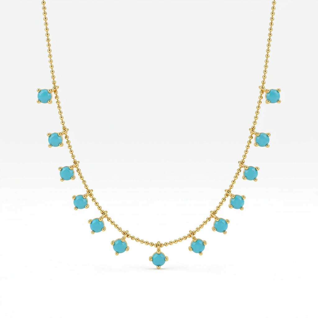 Turquoise Bead Drop Necklace