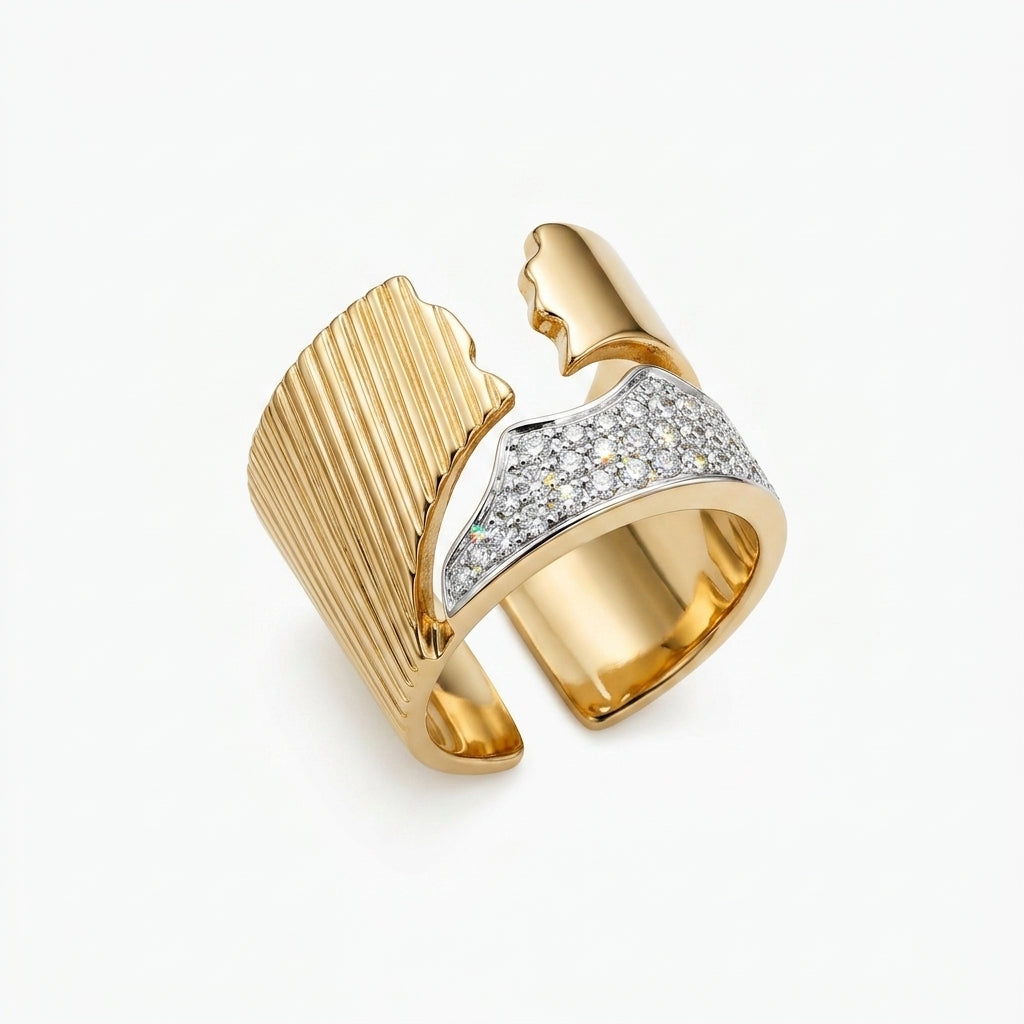 Textured Asymmetrical Statement Ring