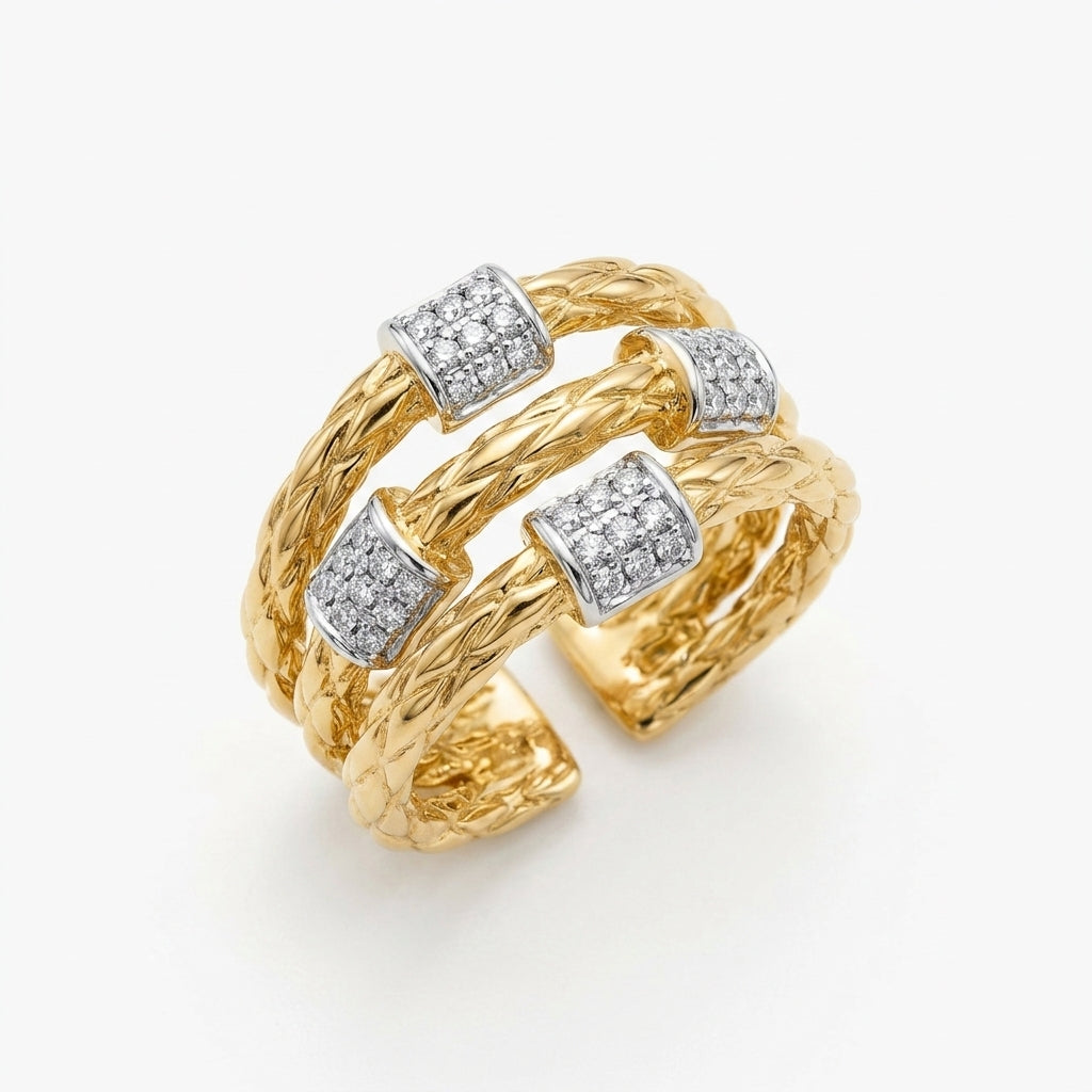 Woven Gold Triple Band Ring