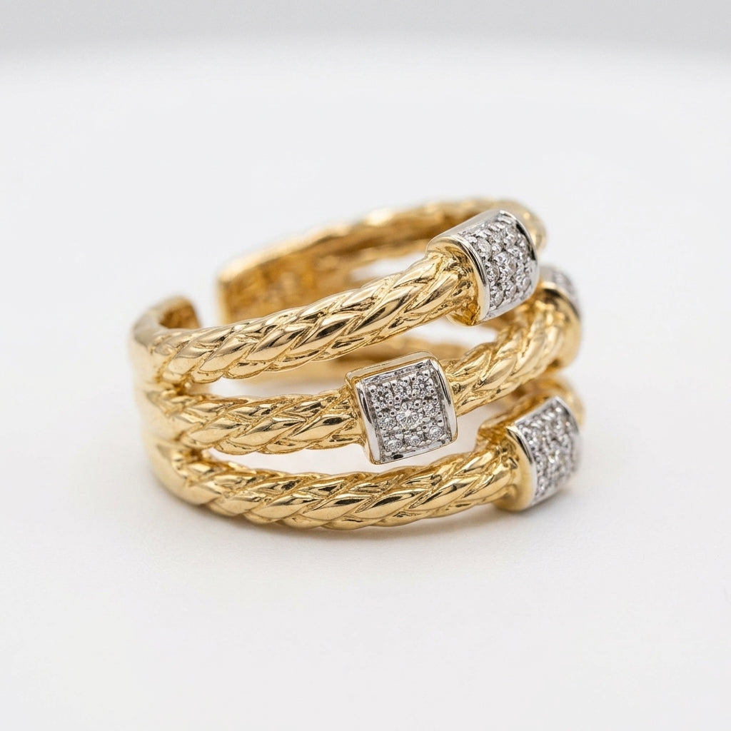 Woven Gold Triple Band Ring