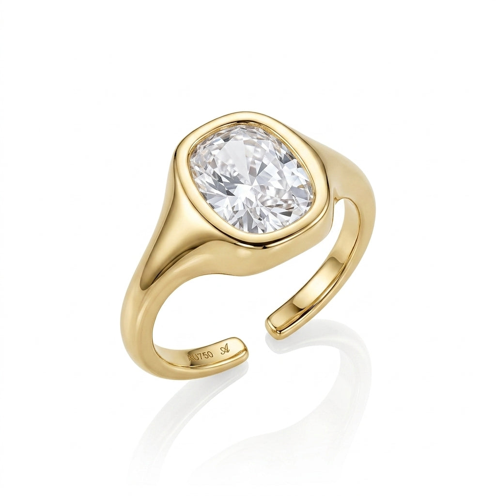 Chunky Bezel Solitaire Ring
