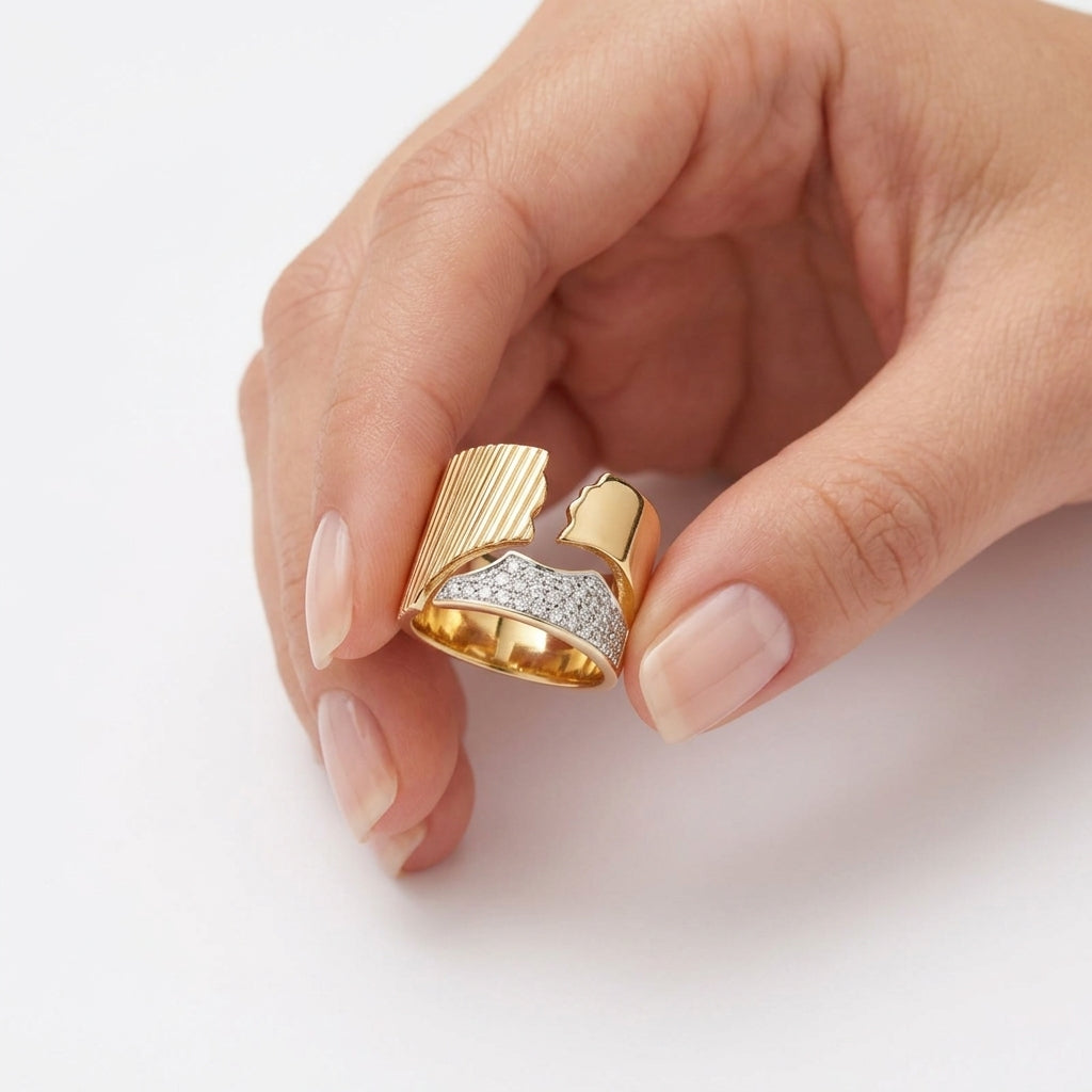 Textured Asymmetrical Statement Ring