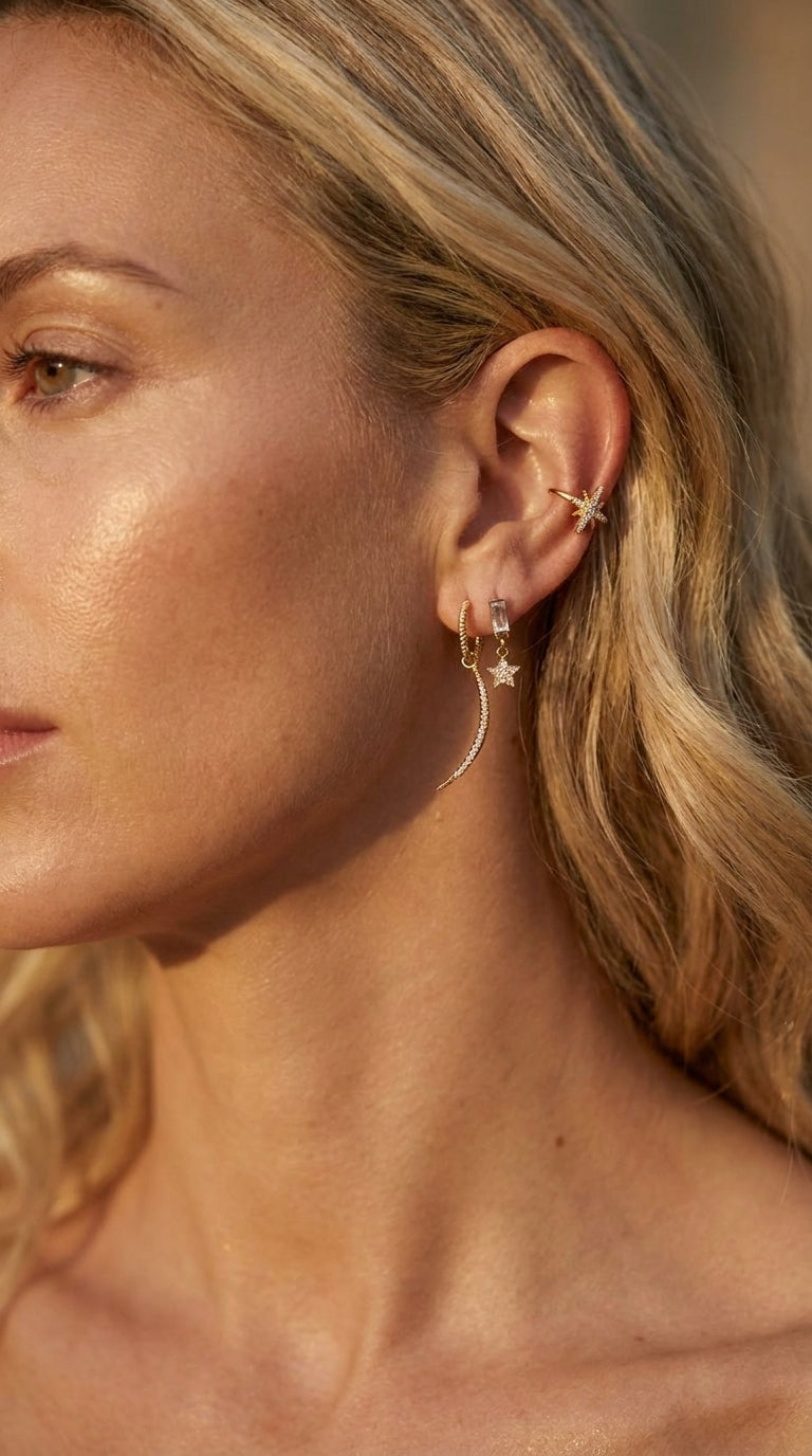 Midnight Glow Crescent Earrings