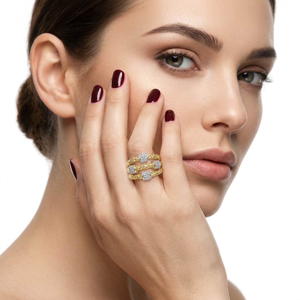 Woven Gold Triple Band Ring