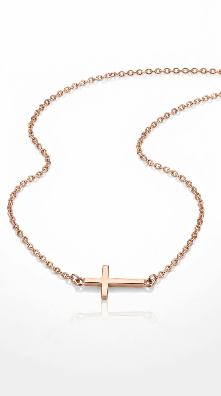 Sideways Cross Minimalist Necklace