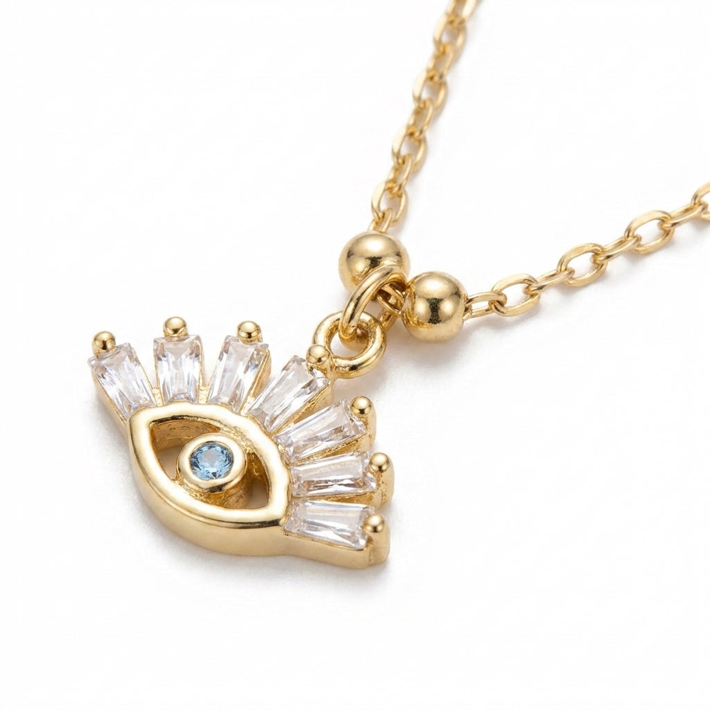 Baguette Sunburst Eye & Opal Necklace
