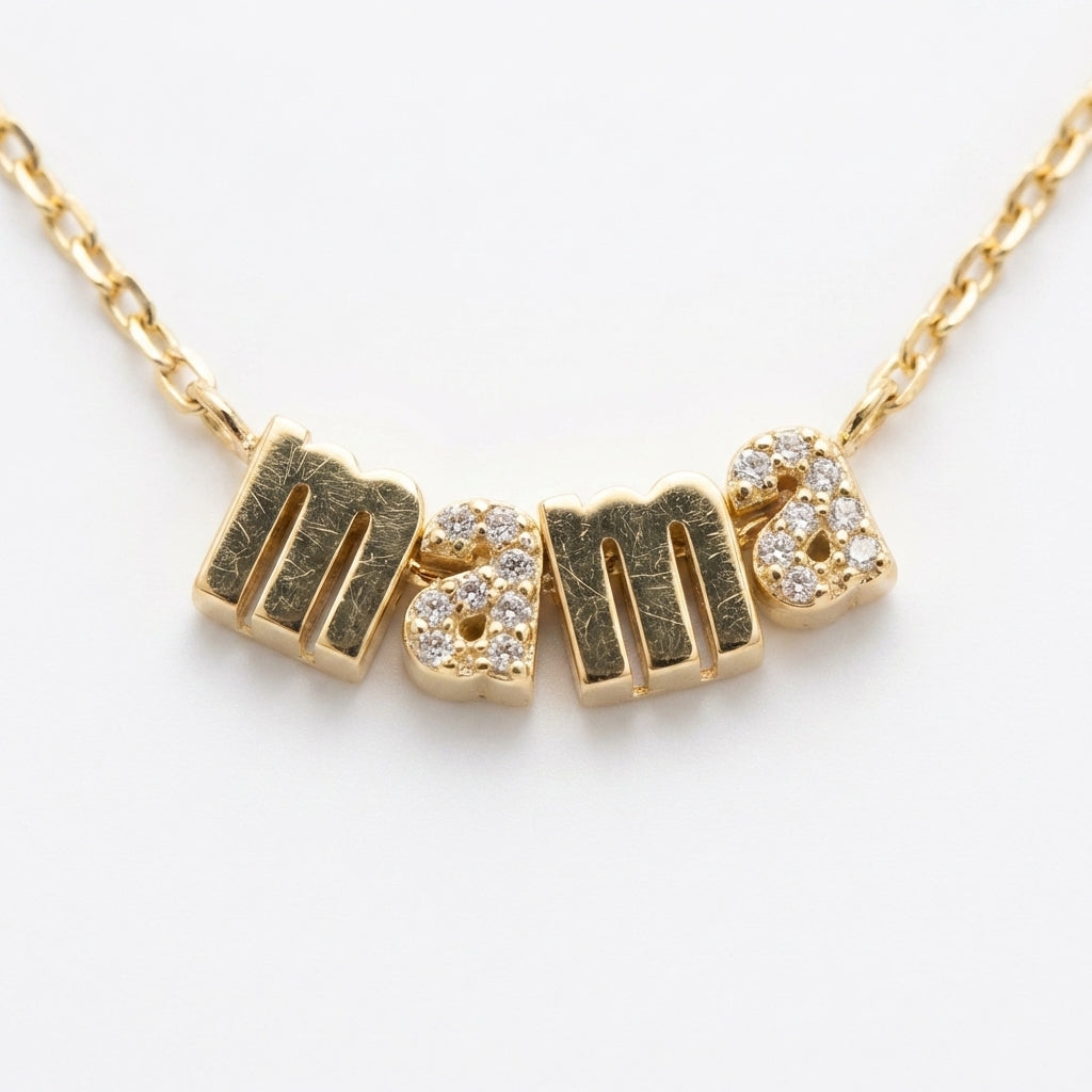 Mama Pavé Letter Necklace