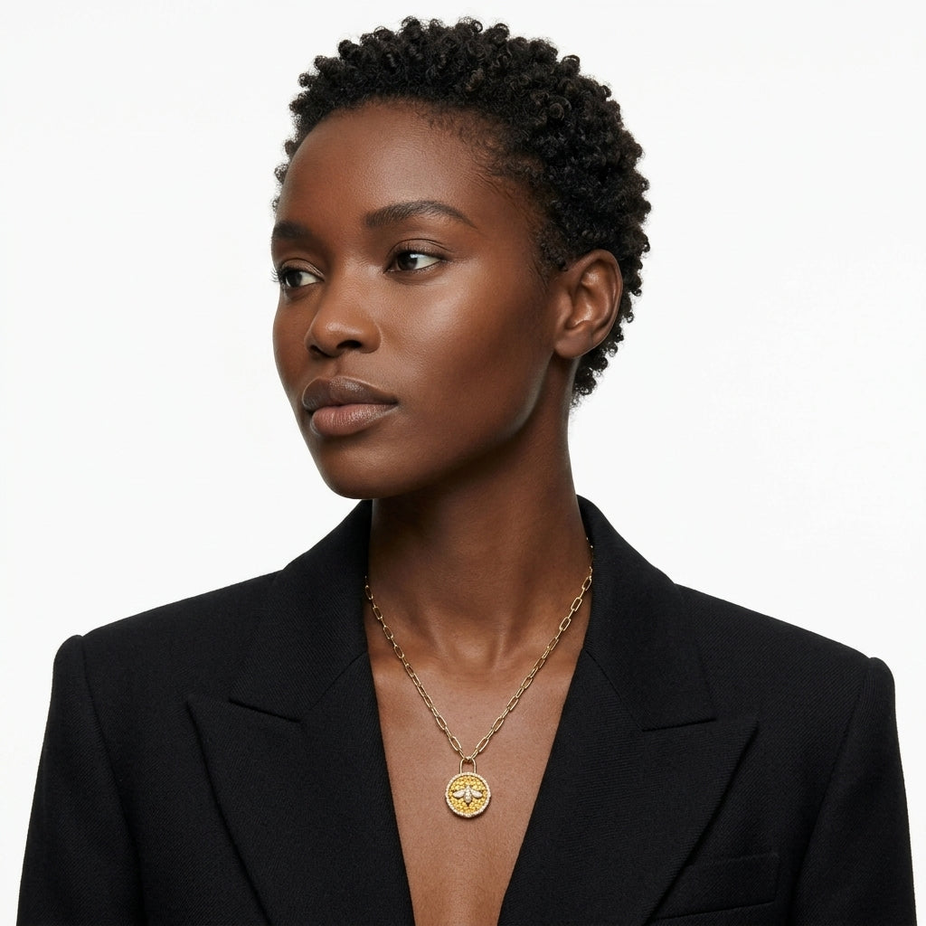 The Amber Hive Padlock Necklace