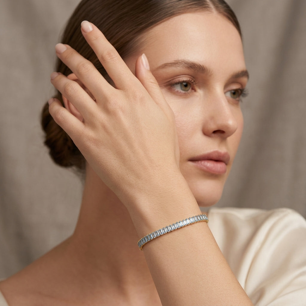 Pastel Blue Baguette Tennis Bracelet