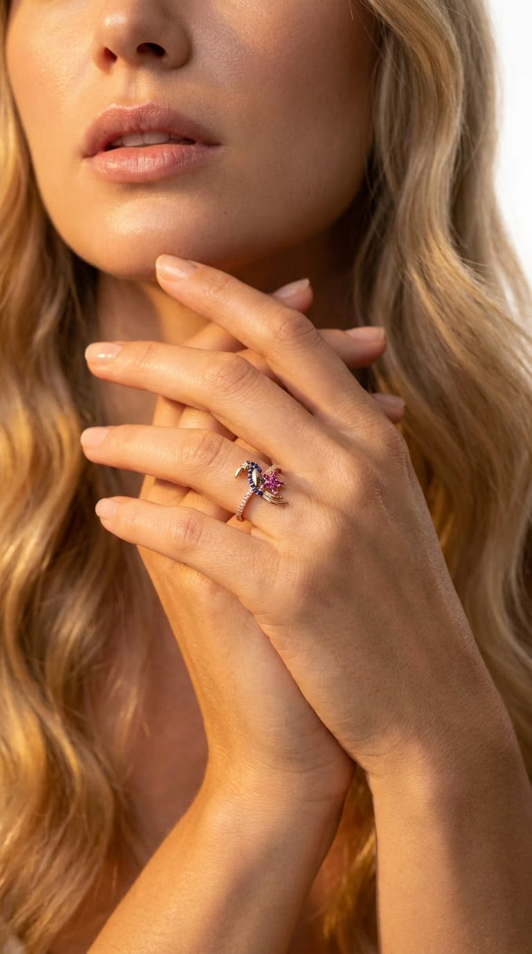 Tropischer Seestern- & Saphir-Tukan-Ring