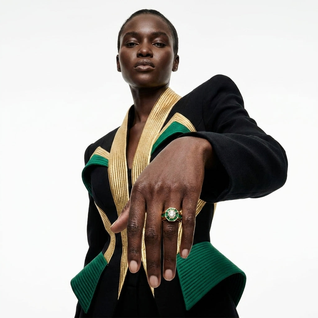 The Art Deco Emerald Hexagon Ring