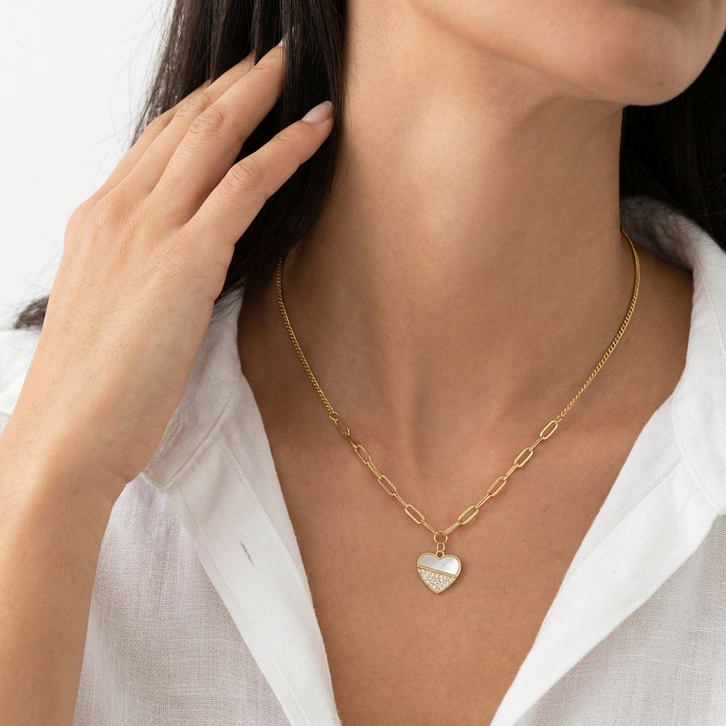 Mother of Pearl Lumiere Heart Necklace