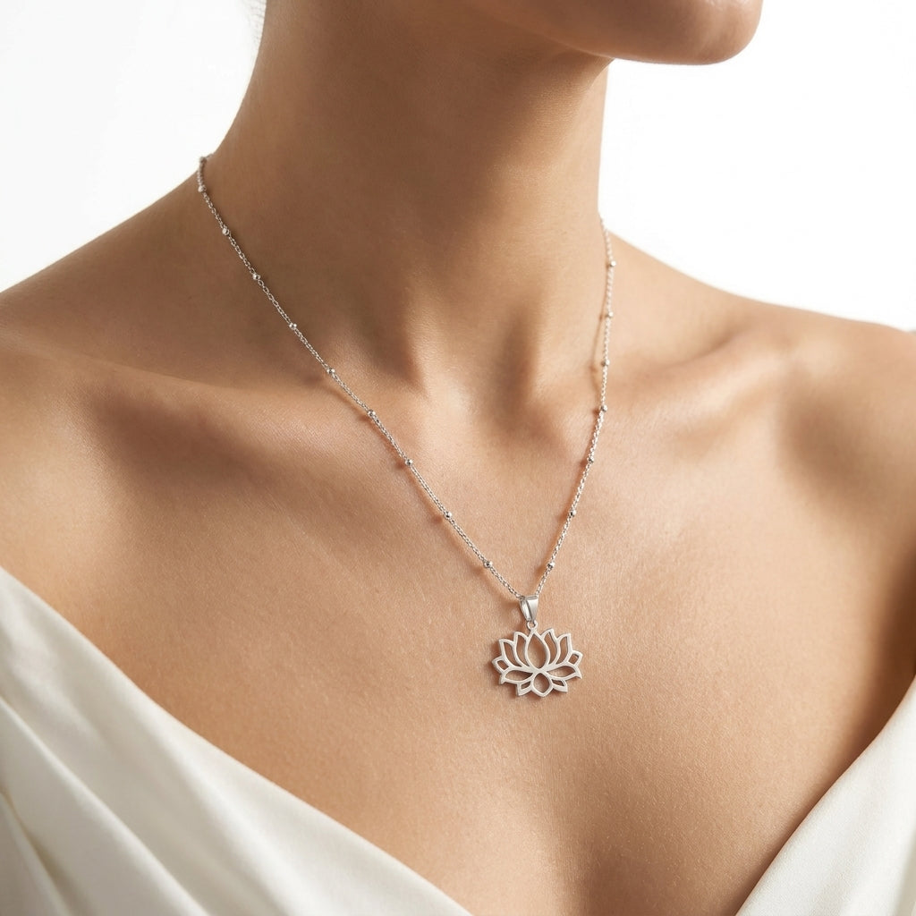 Golden Lotus Pendant Necklace