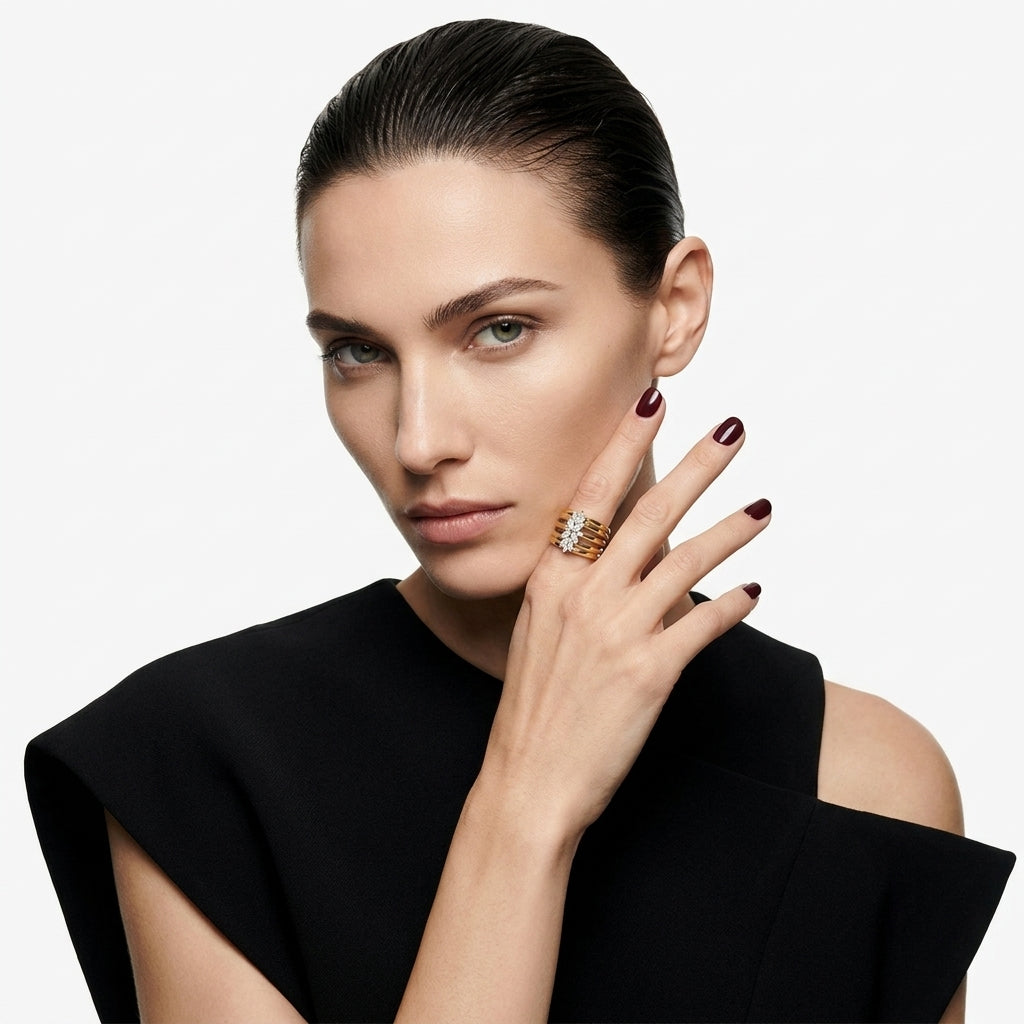 The Floral Starburst Multi-Band Ring