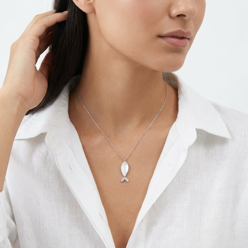 Glistening Fin Enamel Necklace