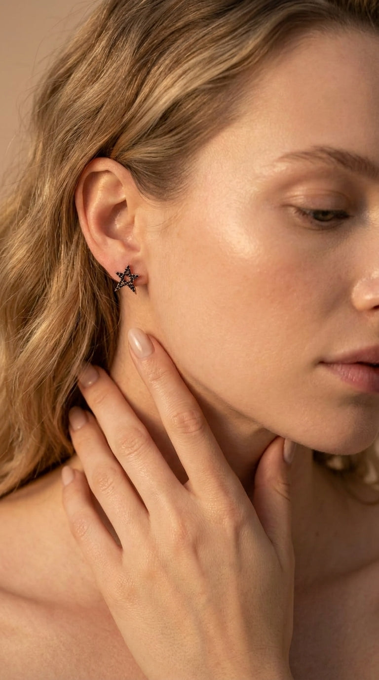 Obsidian Galaxy Star Earrings