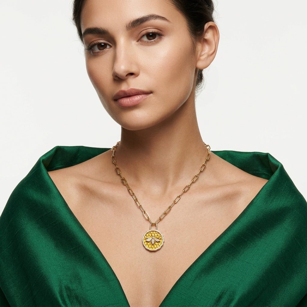 The Amber Hive Padlock Necklace