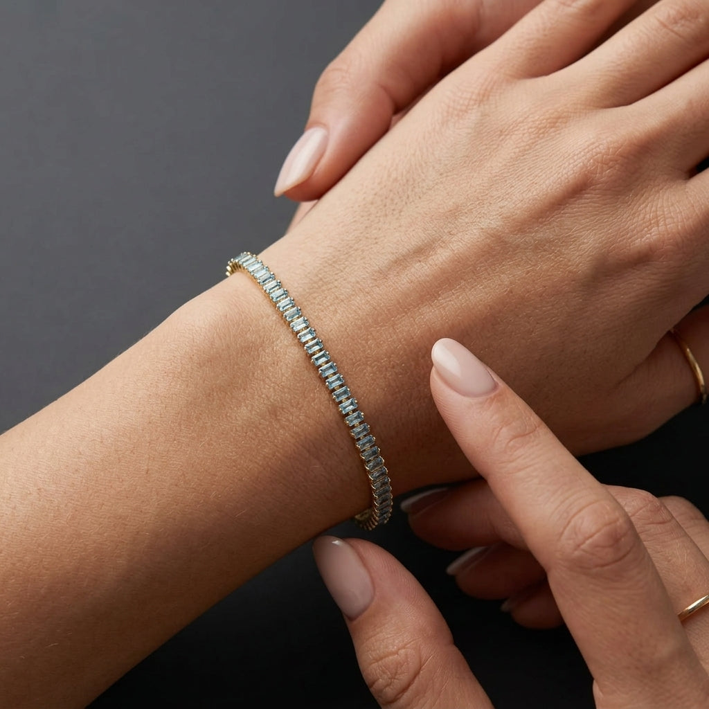 Pastel Blue Baguette Tennis Bracelet