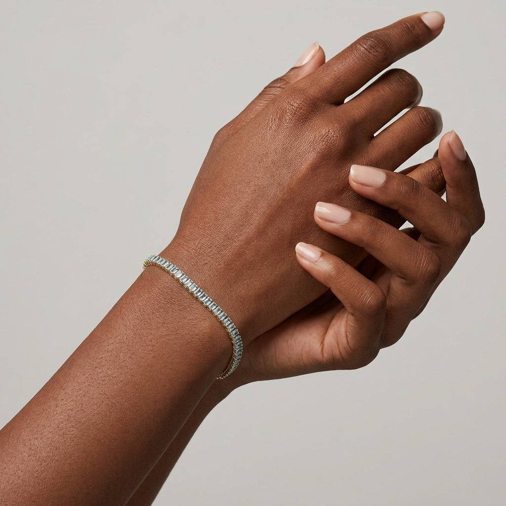 Pastel Blue Baguette Tennis Bracelet