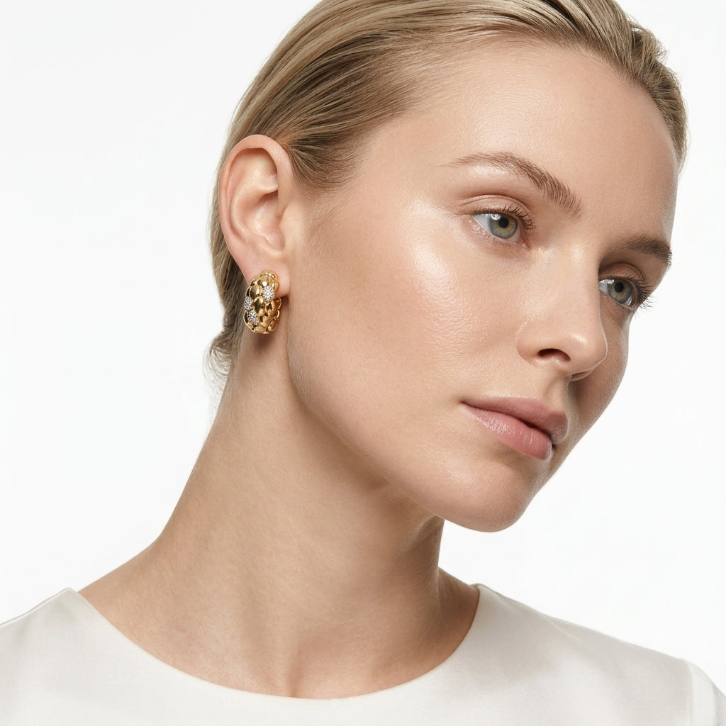 Quilted Gold Hoops
