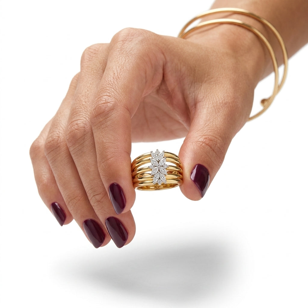 The Floral Starburst Multi-Band Ring