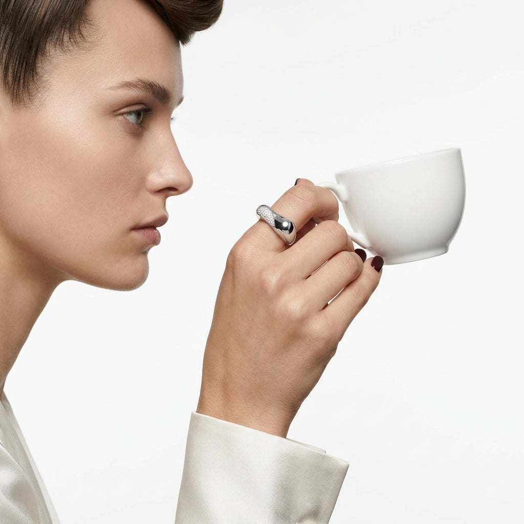 Sculptural Pavé Wave Ring