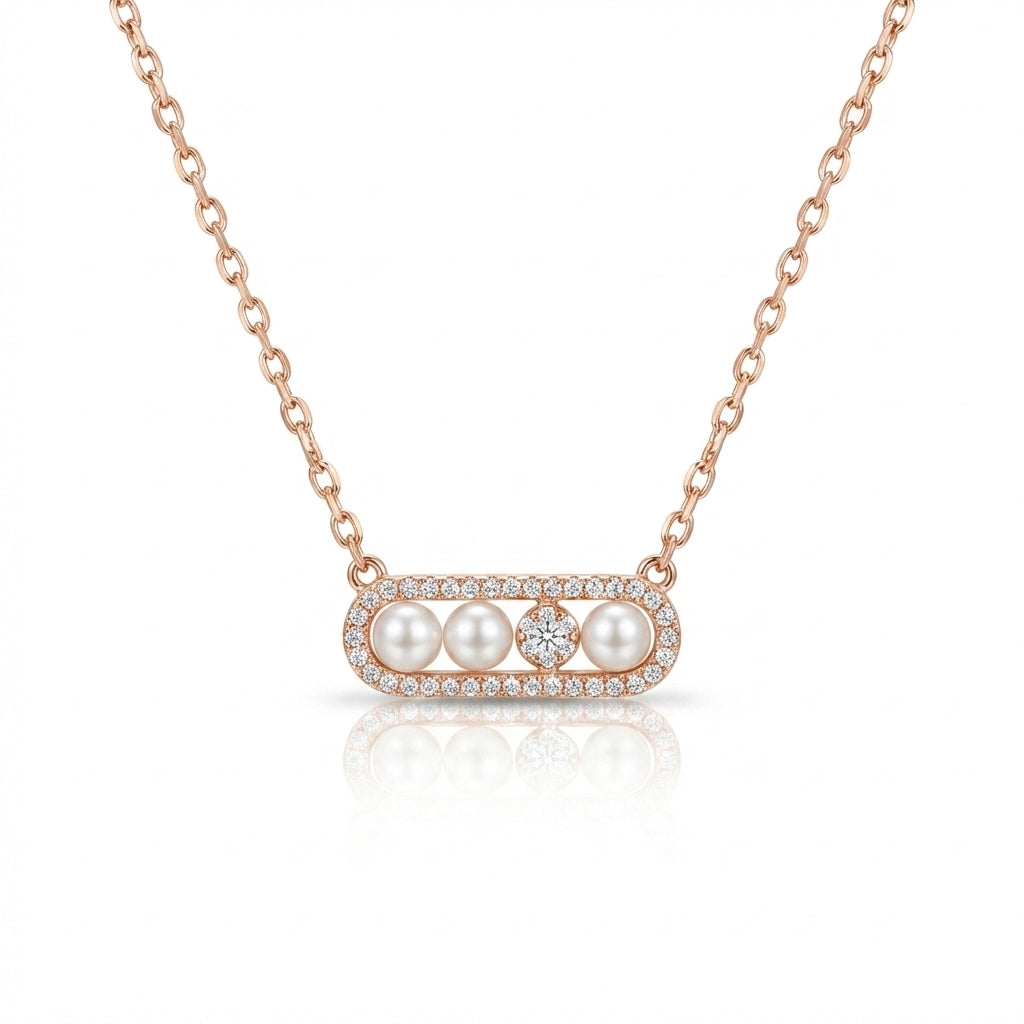 Pearl & Pavé Luminous Bar Necklace