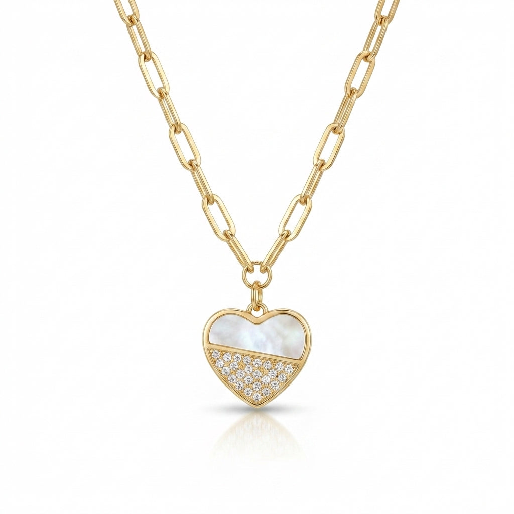 Mother of Pearl Lumiere Heart Necklace