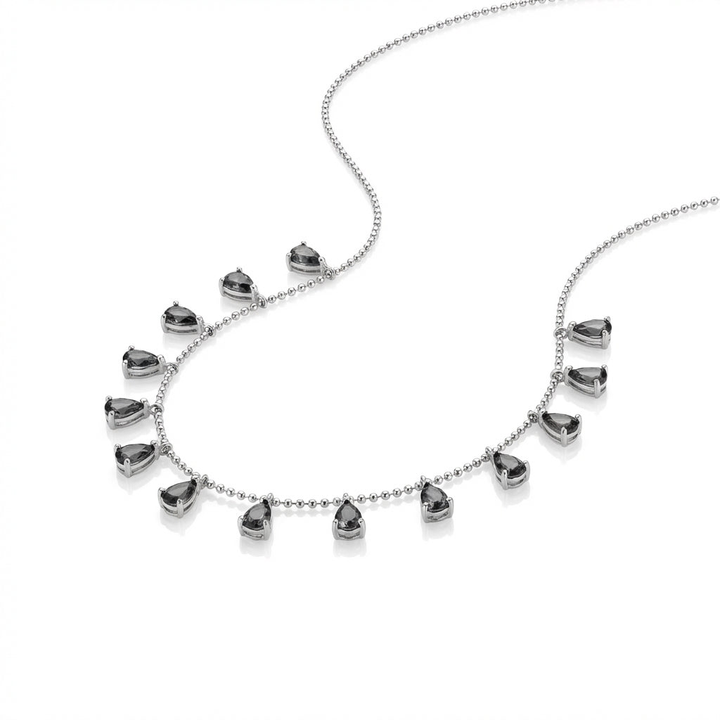 Midnight Teardrop Station Necklace