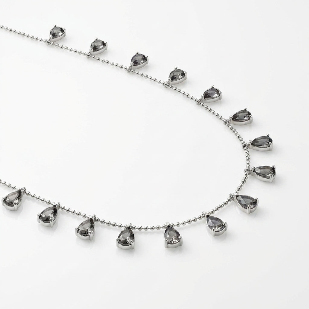 Midnight Teardrop Station Necklace