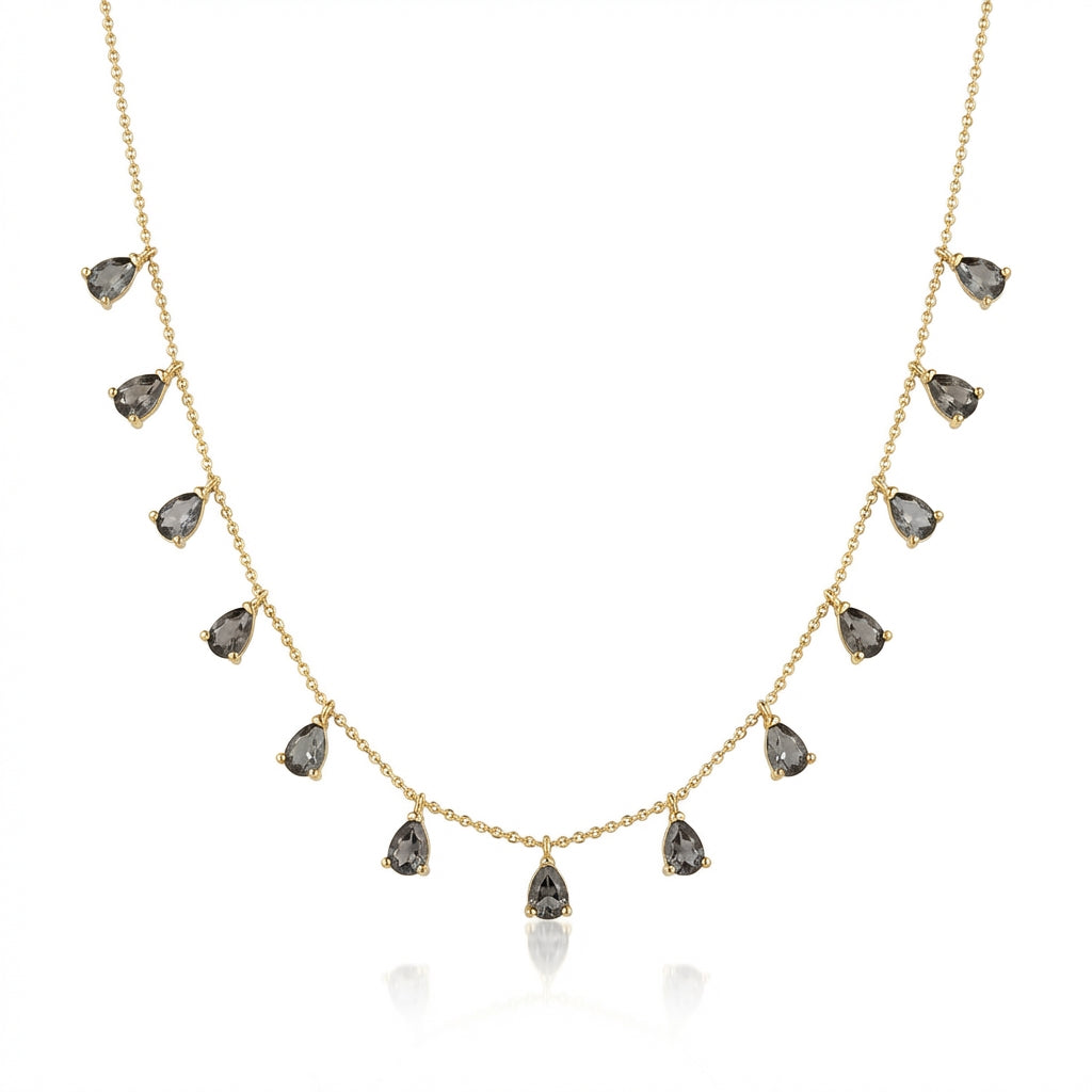 Midnight Teardrop Station Necklace