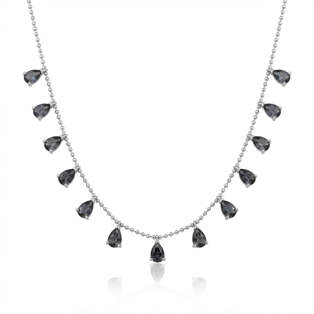 Midnight Teardrop Station Necklace