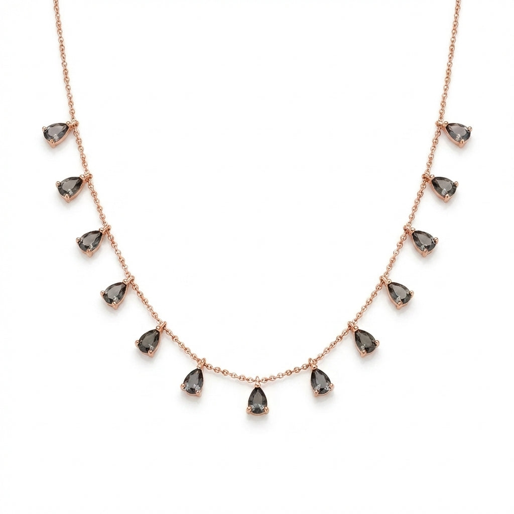 Midnight Teardrop Station Necklace